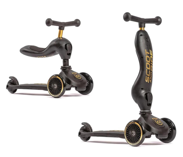 Scoot & Ride Highwaykick 1 Jeździk i hulajnoga 2w1 +kask XXS-S Black&Gold - 1028487 - zdjęcie 2